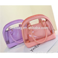 Personlaized clear PVC trendy lady handbags with PU trim and handles